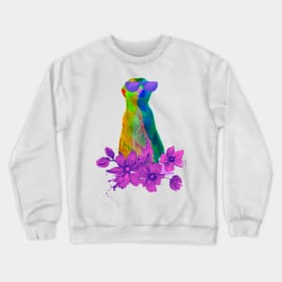 Neon Meerkat with Sunglasses Crewneck Sweatshirt